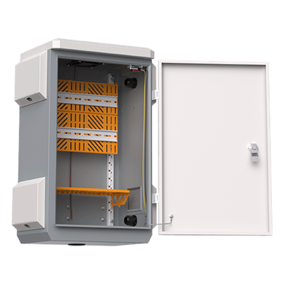 WI-IOTBOX02 - Gabinete Exterior IP55 / Acero SPCC 680 x 480 x 315 mm / Rieles DIN / 4 Placas Laterales / Microswitch