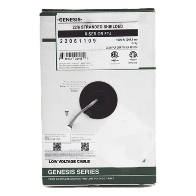 2206-5509 - Bobina de 152 Metros (500 Pies) de Cable / 6 x 22 AWG BLINDADO / Riser / Color Gris / Para Aplicaciones de Audio, Seguridad y Control