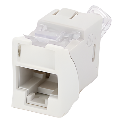 U6-H02NS - Jack Cat6 / UTP / Montaje Híbrido Plano-Angulado / 1 Puerto / Terminación 110 / Blanco / -10°C a 60°C / 22-24 AWG