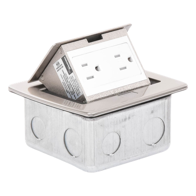 TH-MC-PC - Mini Caja de Piso Rectangular / Acero Inoxidable / 2 Contactos 127V / 15A / 12.4 x 12 x 7.2 cm / 4.88 x 4.72 x 2.83 pulg