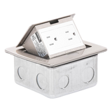 TH-MC-PC - Mini Caja de Piso Rectangular / Acero Inoxidable / 2 Contactos 127V / 15A / 12.4 x 12 x 7.2 cm / 4.88 x 4.72 x 2.83 pulg