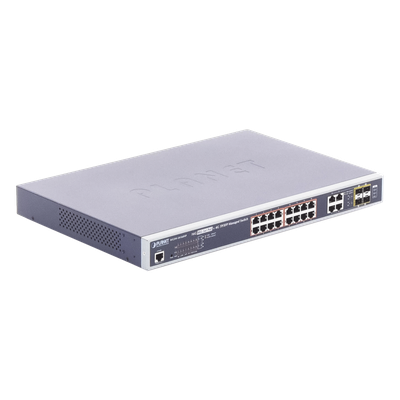 WGSW-20160HP - Switch Administrable 16 puertos 10/100/1000 802.3at PoE 230W y 4 puertos GigabitTP/SFP Combo