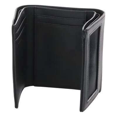 3016-3501 - Cartera Athens Negra de Piel con Compartimento de Micromalla para ID. Doblable en 3 Partes con Divisor de Billetes. Pocket Wallet