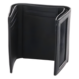 3016-3501 - Cartera Athens Negra de Piel con Compartimento de Micromalla para ID. Doblable en 3 Partes con Divisor de Billetes. Pocket Wallet