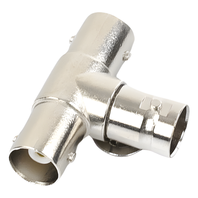 TT-RG-10 - Adaptador Coaxial en T / Triple BNC Hembra / 75 Ohm / Níquel-Oro-PTFE / 14.5 x 23.7 x 33.0 mm