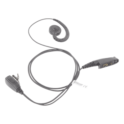 TX-300M-H02 - Micrófono de Solapa con Audífono / Cable Kevlar Reforzado / PTT Integrado / Clip Giratorio 360° / Gancho PTE Médico