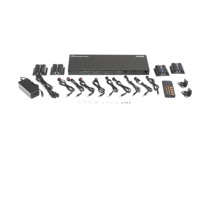 TT744 - MATRICIAL Y EXTENSOR DE VIDEO HDMI 4 x 4 / 4 Entradas HDMI / 4 Salidas HDMI Loop / 4 Salidas RJ45 para Extender la señal 40 metros por salida  /  1080 @ 60Hz / Conmutación por RS232, Control Remoto o Ethernet.