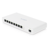 UISP-S - Switch PoE Pasivo / 8 Puertos GbE / 1 Puerto SFP / 110 W (27 V) / 30 W por Puerto / Aislamiento de Puertos / DHCP Snooping