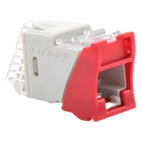 U6A-H03NS - Jack RJ45 Cat6a / UTP / Montaje Híbrido Plano-Angulado / Terminación 110 / Color Rojo