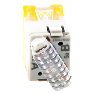 U5-H05NS - Jack RJ45 Cat5e / UTP / Montaje Híbrido Plano o Angulado / Terminación 110 / Amarillo
