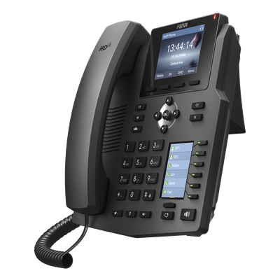 X4 - Teléfono IP empresarial para 4 líneas SIP con 2 pantallas LCD, 6 teclas BLF/DSS, conferencia de 3 vías, PoE