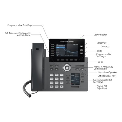 GRP-2616 - Grandstream Networks GRP2616 teléfono IP Negro 6 líneas TFT Wifi