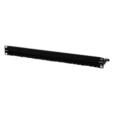 Z-PNL-24E - Patch Panel / 24 Puertos / Modular Vacío / Plano / 1UR / Cat 6A Blindado / Acero Negro