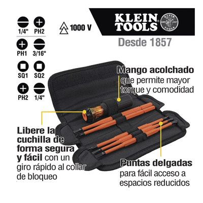 32288 - Juego de Desarmadores Intercambiables con Aislamiento 8 en 1.