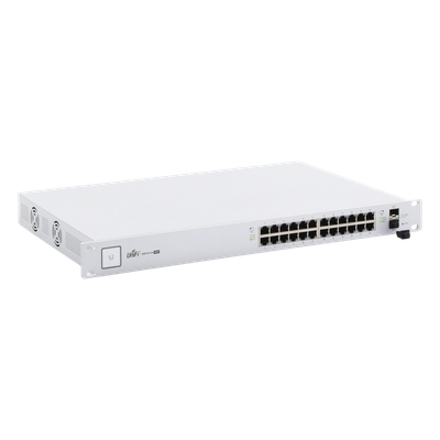 US-24-500W - Switch PoE UniFi capa 2 Administrable de 26 puertos Gigabit (24 eth PoE y 2 SFP) 802.3 af/at / Pasivo 24V, 500 Watts, throughput de 38.69 Mpps