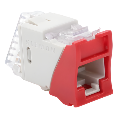 U6-H03NS - Jack Cat6 / UTP / Montaje Híbrido Plano-Angulado / Rojo / Punch Down 110