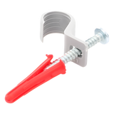 TK-1420 - Kit de fijación / 8 grapas + tornillos + taquetes / Tubo 1/2" / Polietileno flexible / -10°C a +120°C / Interior y exterior
