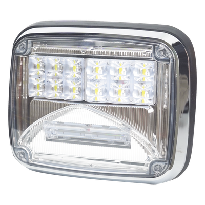 XLTE1755W - Luz de Advertencia LED / 6 LEDs Ultra Brillantes / 11 Patrones de Destello / IP67 / 12-30 VCC / 7.9" x 6.3" (20.1 x 16 cm) / Luz de Trabajo Blanca Integrada