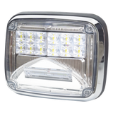 XLTE1755W - Luz de Advertencia LED / 6 LEDs Ultra Brillantes / 11 Patrones de Destello / IP67 / 12-30 VCC / 7.9" x 6.3" (20.1 x 16 cm) / Luz de Trabajo Blanca Integrada