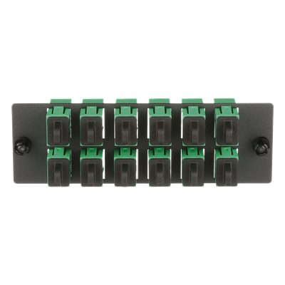 FAP12WAGSCZ - Placa Acopladora de Fibra Óptica / 12 Conectores SC/APC / Monomodo OS1/OS2 / Color Verde / Cerámica Zirconia