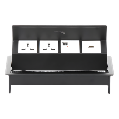 THMC-HBOX - Caja Hub de Escritorio / 2 Contactos Universales / HDMI + RJ45 Cat6 / 2 USB Carga / Cable 1.80 m (5.9 ft) / IP20