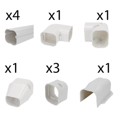 TH-AC-KIT - Kit de Canaletas para Aire Acondicionado / 11 Piezas / PVC Rígido / Interior y Exterior / 1 m (3.28 ft) de Longitud / -20°C a 75°C