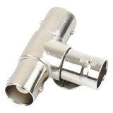 TT-RG-10 - Adaptador Coaxial en T / Triple BNC Hembra / 75 Ohm / Níquel-Oro-PTFE / 14.5 x 23.7 x 33.0 mm