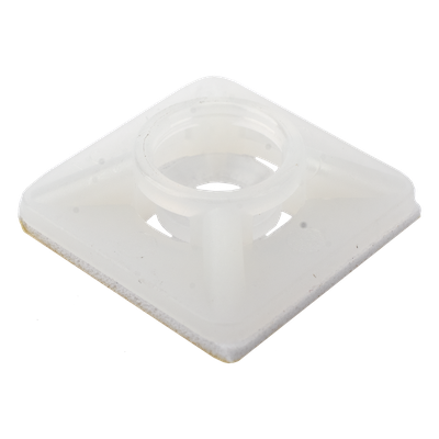 TH-BASE-CIN - Base Autoadherible para Cinchos / 19x19 mm / Nylon Resistente / Temperatura -10°C a 50°C / Paquete 100 Piezas / Orificio Central para Tornillo