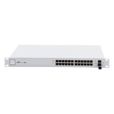 US-24-500W - Switch PoE UniFi capa 2 Administrable de 26 puertos Gigabit (24 eth PoE y 2 SFP) 802.3 af/at / Pasivo 24V, 500 Watts, throughput de 38.69 Mpps