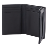 3016-3501 - Cartera Athens Negra de Piel con Compartimento de Micromalla para ID. Doblable en 3 Partes con Divisor de Billetes. Pocket Wallet