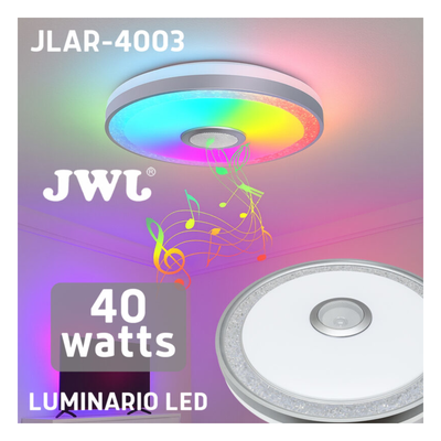 JLAR-4003 - Luminario LED de 40W / 3000 Lúmenes / Ø 490mm x 66mm / Voltaje 85-265V / Temperatura Fría 6500K / Conexión Bluetooth / App iLink.