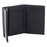 3016-3501 - Cartera Athens Negra de Piel con Compartimento de Micromalla para ID. Doblable en 3 Partes con Divisor de Billetes. Pocket Wallet