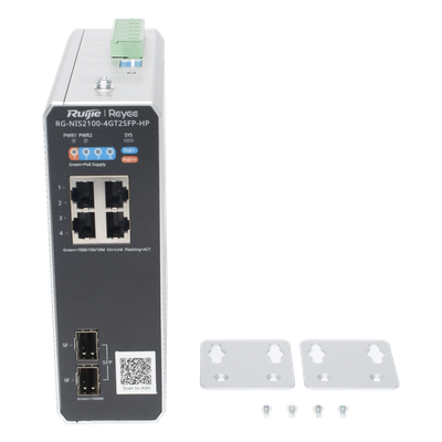 RG-NIS2100-4GT2SFP-HP - Ruijie Switch Industrial PoE+ / 4 Puertos Gigabit / 1 PoE++ 60W + 3 PoE+ 30W
