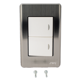JTL-E7505 - Apagador Doble de 10 A/ 127 V CA ~ 60 Hz /  Placa de Acero.