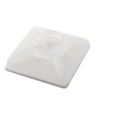 TH-BASE-CIN - Base Autoadherible para Cinchos / 19x19 mm / Nylon Resistente / Temperatura -10°C a 50°C / Paquete 100 Piezas / Orificio Central para Tornillo