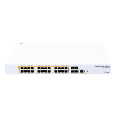 CRS328-24P-4S+RM - CRS328-24P-4S+RM, Switch PoE 24 EthGb, 4 SFP+, 500w, 802.3af/at y pasivo