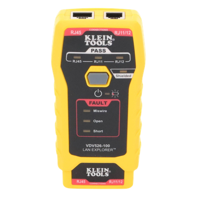 VDV526-100 - Probador de Cables de Red / Prueba Cat3, Cat5e, Cat6/6a / Transmisor Remoto Integrado / LED de Estado / Batería 9V 80 h / 116 g