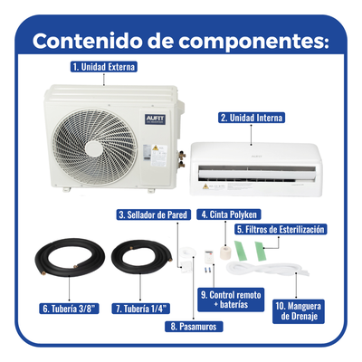 CCI-R32-12K-220 - Aufit Minisplit Inverter Wi-Fi / SEER 17 / 12,000 BTUs (1 TON) CCI-R32-12K-220