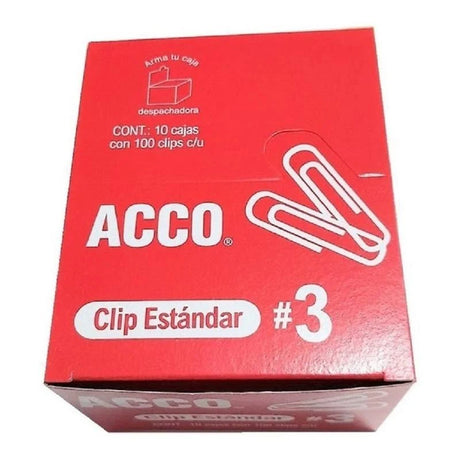 Clip Acco Estandar No.3 Inoxidable 100Clips C/10 FullOffice.com