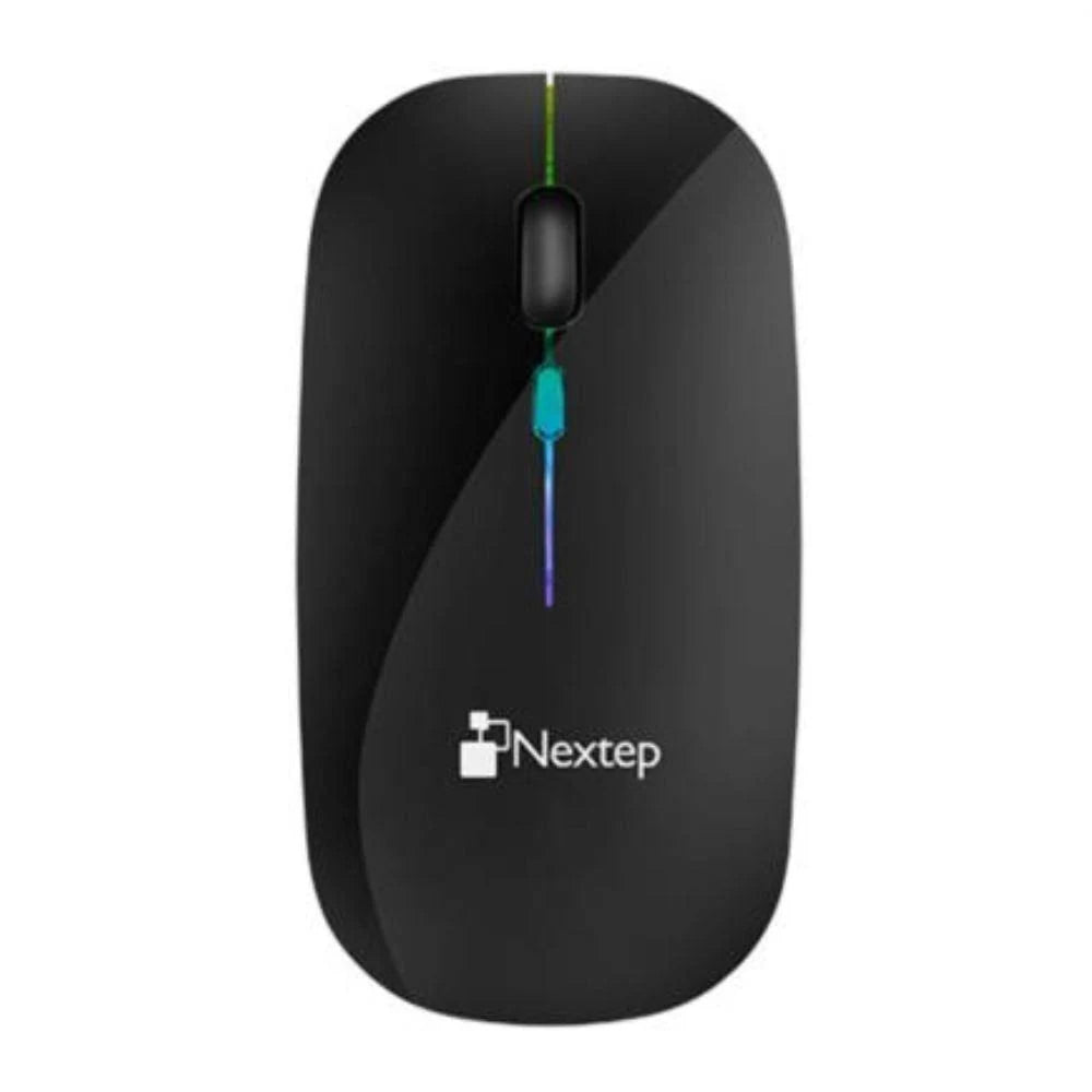 Mouse Nextep Ne-412N Inalambrico Recargable Delgado/Silencioso Rgb 1600Dpi Color Negro FullOffice.com