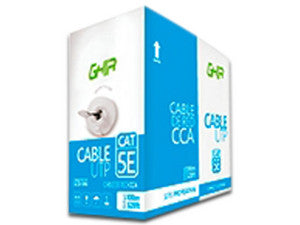 Bobina de cable GHIA GCB-046 de 100m, UTP Cat5e, 24 AWG. Color Blanco.