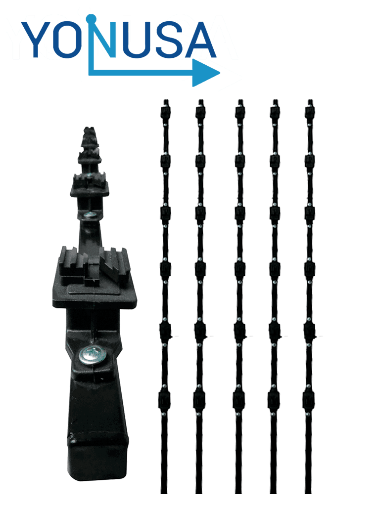 Kit de 5 Postes de Perfil 3/4" Negro 1.2m con 6 Aisladores para 6 Líneas 15cm Separación