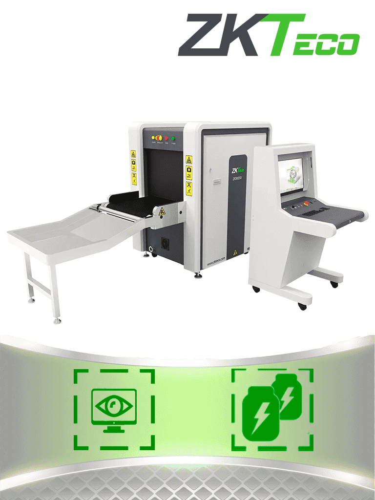 Máquina de Rayos X ZKTECO ZKX6550 con Doble Energía, Túnel de 65x50cm, Escaneo Bidireccional