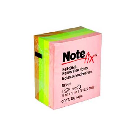 Notas 3M Adhesivas Note Fix 3X3 Neon 4 Blocks 100Hjs - Nf4-N FullOffice.com