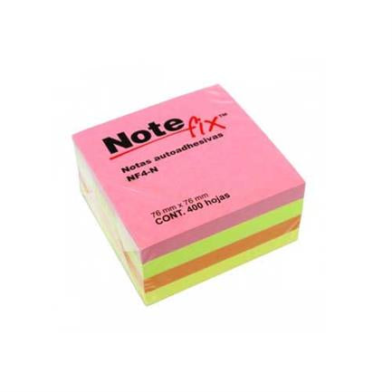 Notas 3M Adhesivas Note Fix 3X3 Neon 4 Blocks 100Hjs - Nf4-N