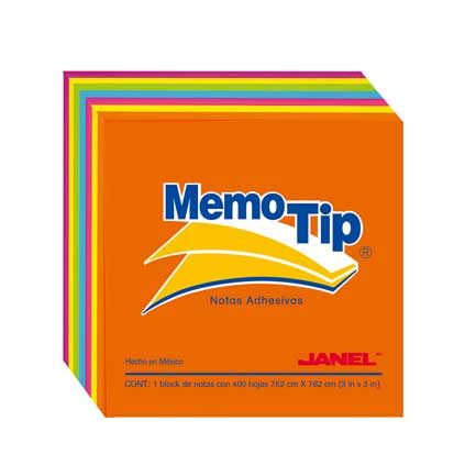 Papeleta Janel Memo Tip 54N 3X3 Cubo Neon C/400 - 6590303197 FullOffice.com