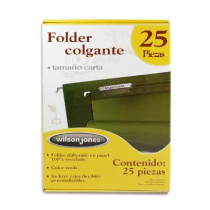 Folder Colgante Acco Wilson Jones Carta Color Verde Tradicional Caja C/25 Pzas - P3636 FullOffice.com