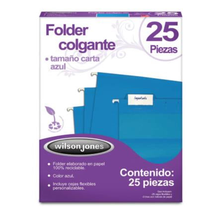 Folder Acco Colgante Carta Color Azul C/25 Piezas - P3638 FullOffice.com