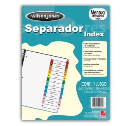 Separador Acco Wilson Jones Mensual Carta Cejas De Colores - P1368 FullOffice.com