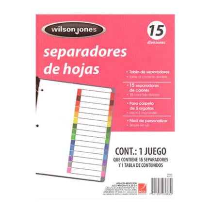 Separador Acco Tab 15 Div Sin Numeración - P3683 FullOffice.com